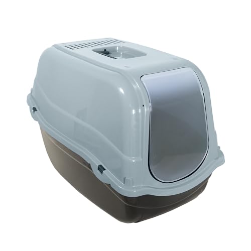 Rosewood Eco Line Katzentoilette aus Kunststoff mit Haube, überdachte Katzentoilette, Kohlefilter zur Geruchskontrolle, einfache Reinigung - Eisblau/Schwarz Rosewood Eco Line Katzentoilette aus Kunststoff mit Haube, überdachte Katzentoilette, Kohlefilter zur Geruchskontrolle, einfache Reinigung - Eisblau/Schwarz von Rosewood