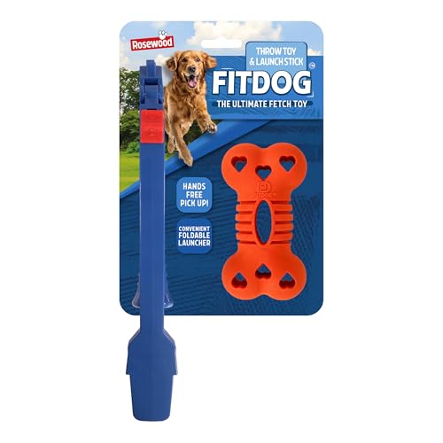 Rosewood Fit Dog Gummi Knochen Wurf Spielzeug mit Faltbarem Launcher - Langlebiges Apportierspielzeug und Flinger für Aktive Hunde - Outdoor Hundespielzeug für Kleine, Mittlere & Große Rassen Rosewood Fit Dog Gummi Knochen Wurf Spielzeug mit Faltbarem Launcher - Langlebiges Apportierspielzeug und Flinger für Aktive Hunde - Outdoor Hundespielzeug für Kleine, Mittlere & Große Rassen von Rosewood