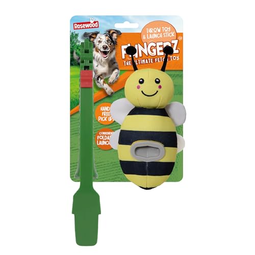 Rosewood Flingerz Bee Hundespielzeug Launcher - Interaktives Apportierspielzeug Flinger für aktive Hunde, langlebig und unterhaltsam von Rosewood