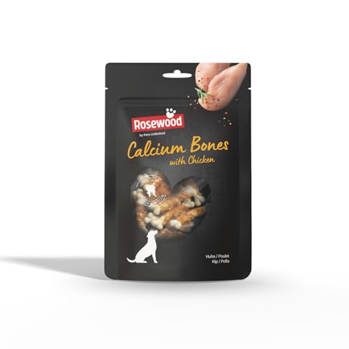 Rosewood Hundesnacks Hühnchengeschmack – Kalziumknochen aus Rosenholz 100g – Getreidefrei, glutenfrei, ohne Farbstoffe oder künstliche Aromen – Zahnpflege und Nahrungsergänzung für Hunde Aller Größen von Rosewood