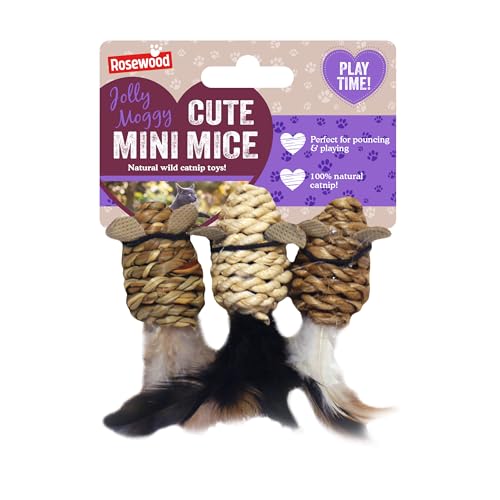 Rosewood Jolly Moggy Wild Katzenminze-Spielzeug, Mini-Mäuse, Braun, 2,49 x 11 x 2,49 cm, 20 g von Rosewood