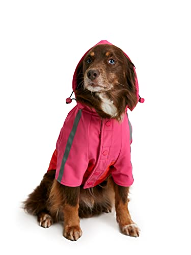 Rosewood Joules Lydford Regenmantel für Hunde, Größe L, wasserdichter Hundemantel, Rosa/Rot von Rosewood