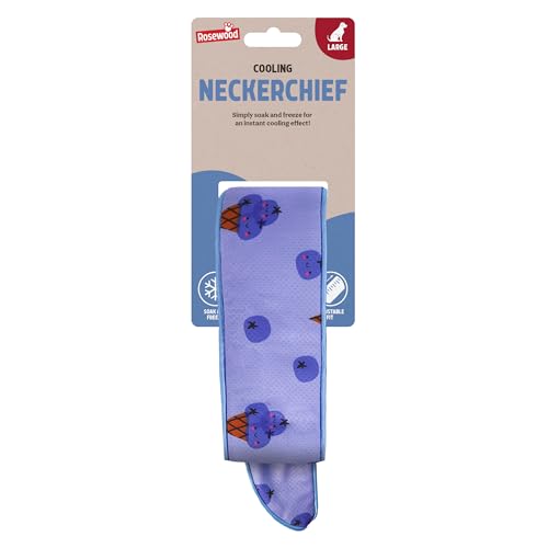 Rosewood Kühlendes Halstuch für Hunde, Größe L – Blaubeer-Eiscreme-Druck, verstellbare Passform, saugfähiger Schaumstoffabschnitt, Einweichen und Einfrieren für sofortige Kühlung, Bandana für große Rosewood Kühlendes Halstuch für Hunde, Größe L – Blaubeer-Eiscreme-Druck, verstellbare Passform, saugfähiger Schaumstoffabschnitt, Einweichen und Einfrieren für sofortige Kühlung, Bandana für große von Rosewood