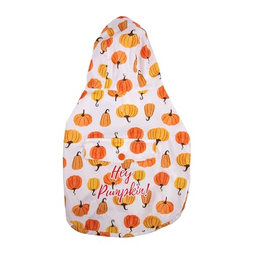 Rosewood Kürbis-Hunde-Regenmantel – Herbst-wasserdichte Jacke – Leichter Halloween-Hundemantel mit Kapuze – Faltbare Haustier-Regenbekleidung für Spaziergänge bei nassem Wetter – Größe L von Rosewood
