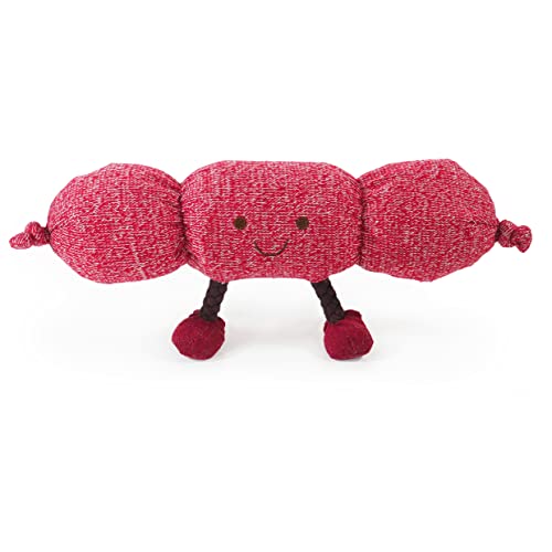 Rosewood Plush & Rope Sergio Wurst, interaktives Futter, Hundespielzeug, 14,5 cm, Rot von Rosewood