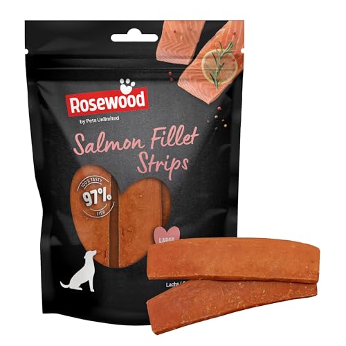 Rosewood Große Lachsfiletstreifen - Weiche Leckerli für Hunde mit 97% Lachs, Proteinreich & Fettarm, Getreide- und Glutenfrei, 150 g Rosewood Große Lachsfiletstreifen - Weiche Leckerli für Hunde mit 97% Lachs, Proteinreich & Fettarm, Getreide- und Glutenfrei, 150 g von Rosewood