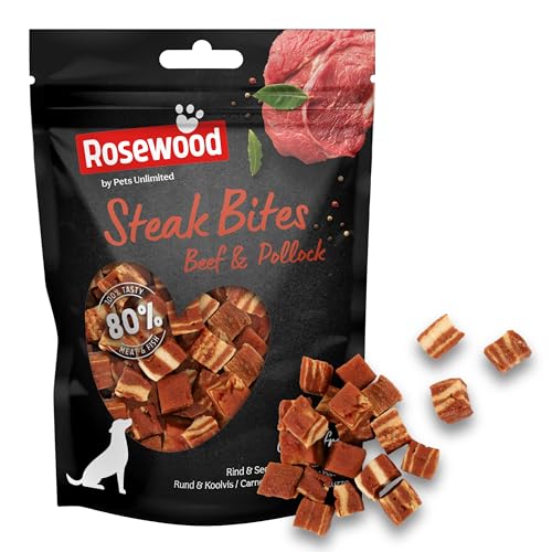 Rosewood Steak Bites Hundeleckerlis mit Rind und Seelachs 100g – Getreidefrei – Natürliche Zutaten – Fettarme Belohnung für Hunde Aller Größen – Ohne künstliche Zusatzstoffe Rosewood Steak Bites Hundeleckerlis mit Rind und Seelachs 100g – Getreidefrei – Natürliche Zutaten – Fettarme Belohnung für Hunde Aller Größen – Ohne künstliche Zusatzstoffe von Rosewood
