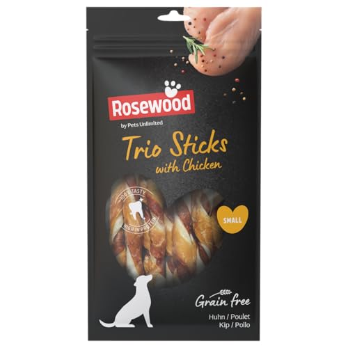 Rosewood Trio Hühnchen-Geschmack Kauhölzer für kleine Hunde - Zahnpflege, Getreide- und glutenfrei, ohne künstliche Zusätze, 100g Rosewood Trio Hühnchen-Geschmack Kauhölzer für kleine Hunde - Zahnpflege, Getreide- und glutenfrei, ohne künstliche Zusätze, 100g von Rosewood