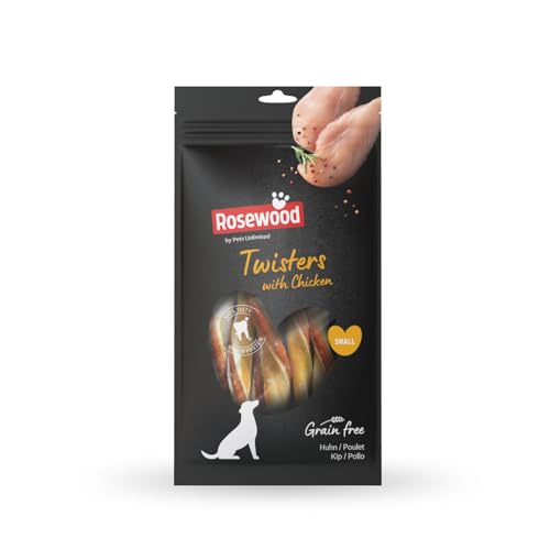 Rosewood Twister Hühnerkauknochen für Hunde, Größe S – 90g – Mit zartem Hühnchen gefüllt – Zahnpflege-Snack – Getreidefrei & ohne Zusatzstoffe von Rosewood