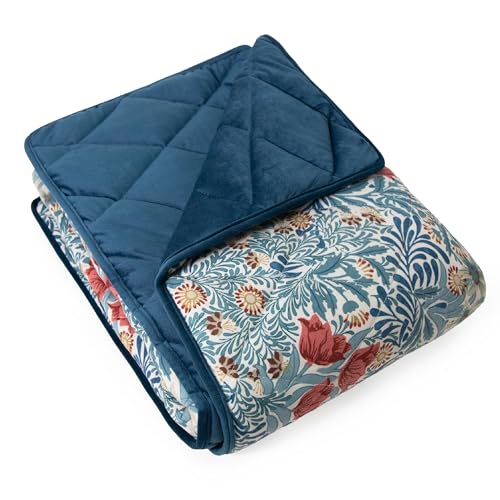 Rosewood x Morris & Co. Bower Berry Haustierdecke für Hunde und Katzen, 150 x 100 cm, blau, Hundedecke/Überwurf mit weichem Samt-Rückseite, pflegeleicht, luxuriöser William Morris Druck von Rosewood