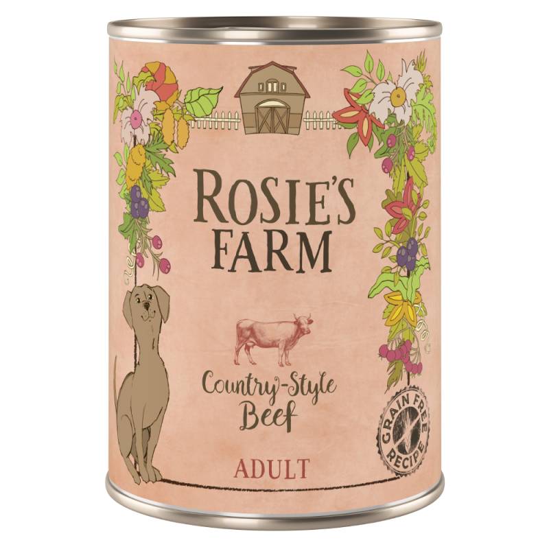 6 x 400 g Rosie's Farm zum Sonderpreis! - Adult: Rind von Rosie's Farm