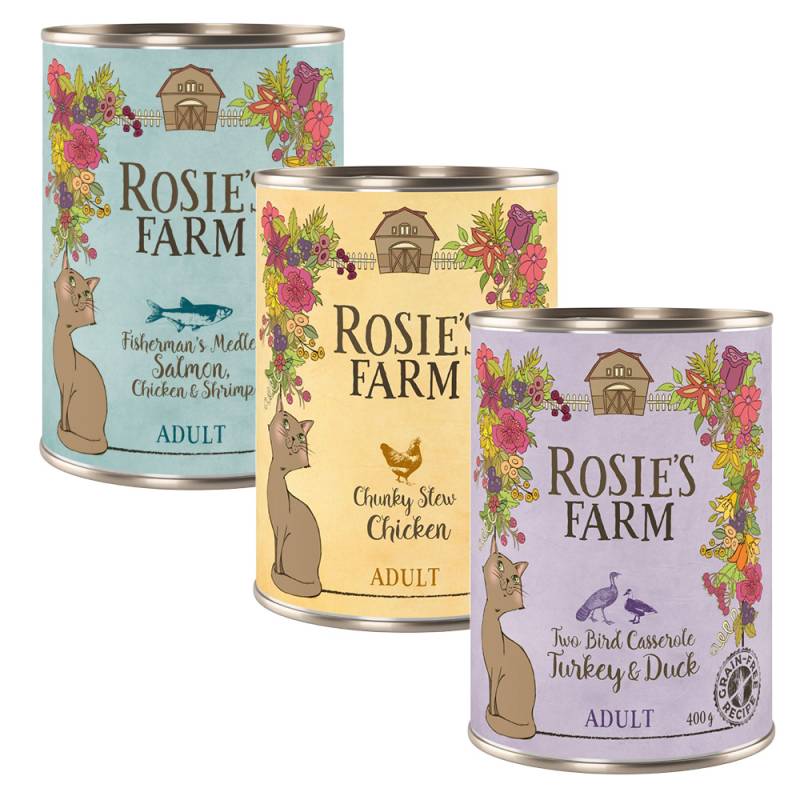 Rosie's Farm Adult 18 x 400 g zum Sonderpreis! - Mix Paket (3 Sorten) von Rosie's Farm