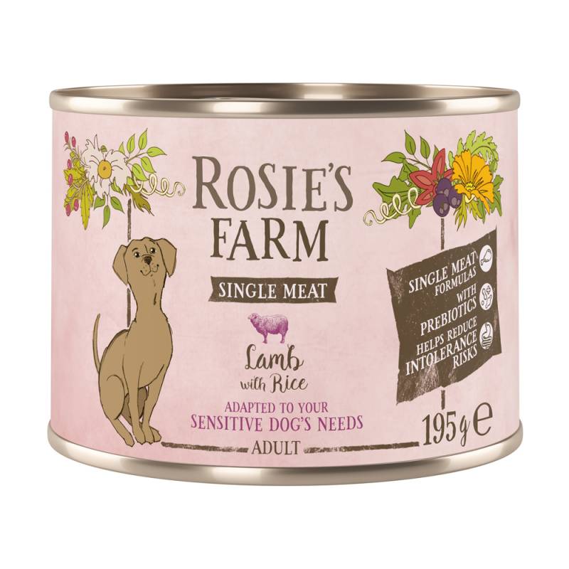 Rosie's Farm Single Meat Adult 6 x 195 g - Lamm & Reis von Rosie's Farm