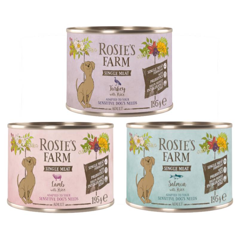 Rosie's Farm Single Meat Adult 6 x 195 g - Mix (Truthahn & Reis, Lamm & Reis, Fisch & Reis) von Rosie's Farm