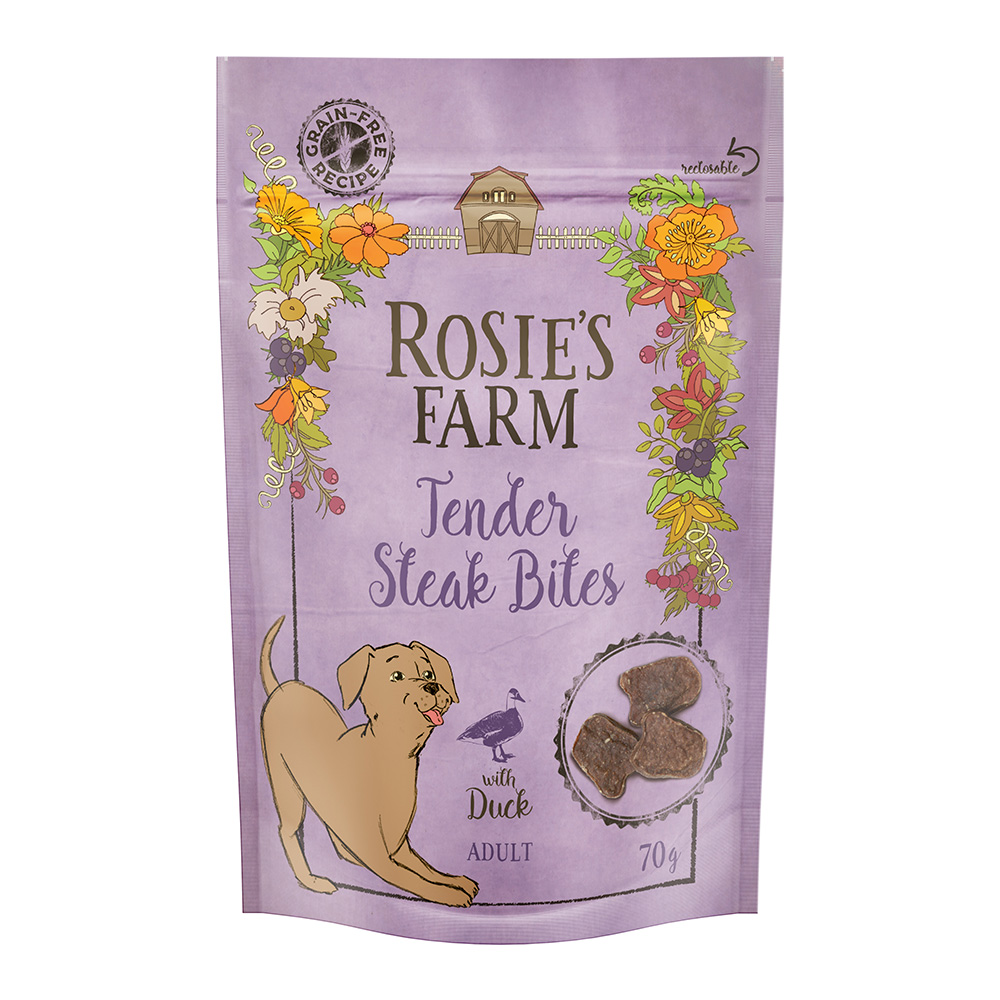 Rosie's Farm Snacks Adult "Tender Steak Bites" Ente - Sparpaket: 5 x 70 g von Rosie's Farm