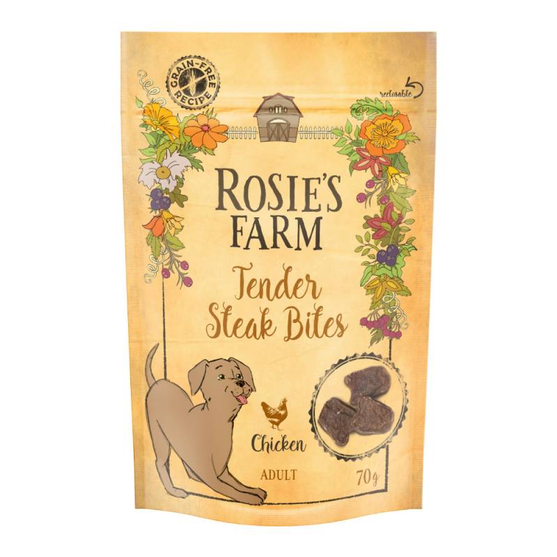 Rosie's Farm Snacks Adult "Tender Steak Bites" Huhn - Sparpaket: 3 x 70 g von Rosie's Farm