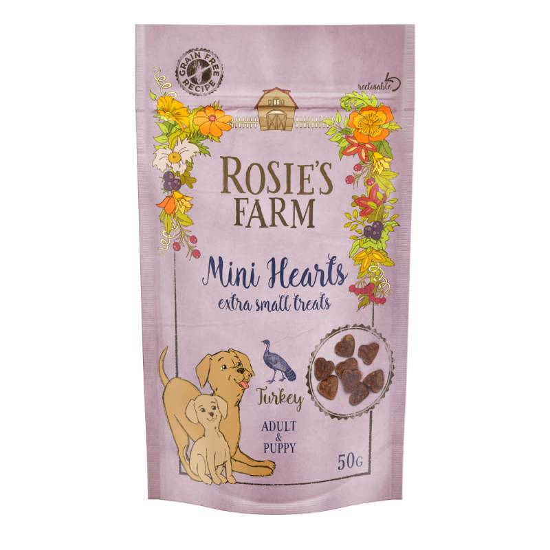 Rosie's Farm Snacks Puppy & Adult "Mini Hearts" Truthahn  - Sparpaket: 5 x 50 g von Rosie's Farm
