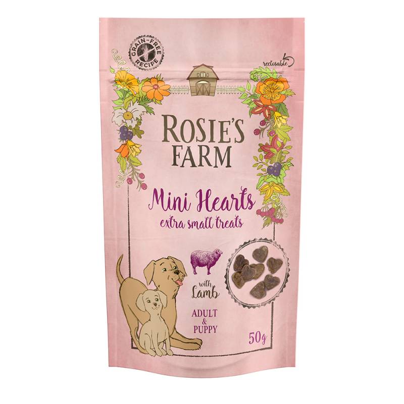 Rosie's Farm Snacks zum Sonderpreis! - 50 g Puppy & Adult "Mini Hearts" Lamm von Rosie's Farm