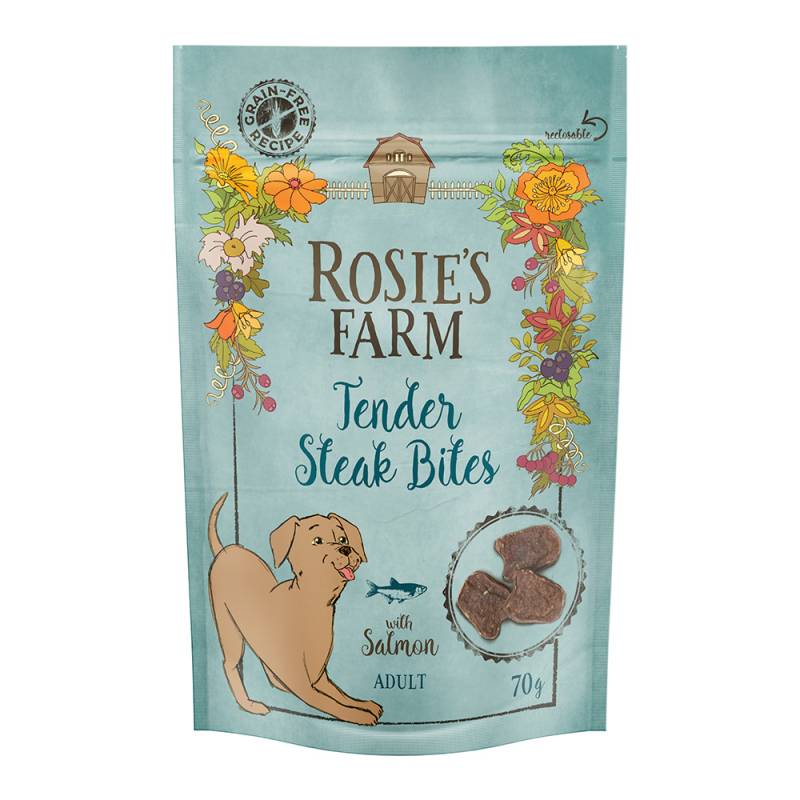 Rosie's Farm Snacks zum Sonderpreis! - 70 g Adult "Tender Steak Bites" Lachs von Rosie's Farm