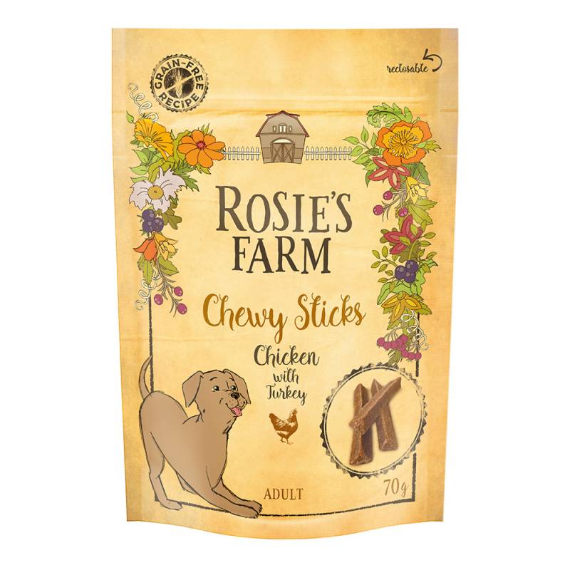 Rosie's Farm Snacks zum Sonderpreis! - 70 g "Chewy Sticks" Hühnchen mit Truthahn von Rosie's Farm