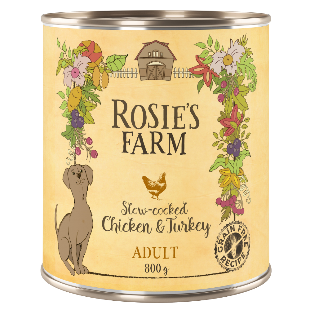 Sparpaket Rosie's Farm Adult 24 x 800 g  - Mix (Huhn & Truthahn, Rind, Lamm) von Rosie's Farm