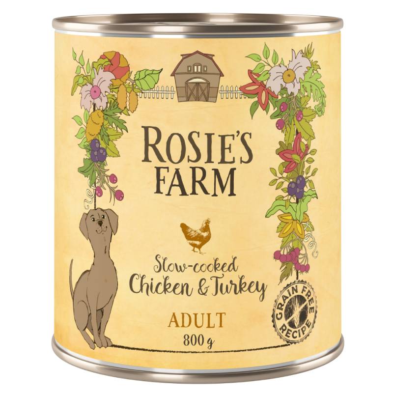 Sparpaket Rosie's Farm Adult 24 x 800 g  - Mix (Huhn & Truthahn, Rind, Lamm) von Rosie's Farm