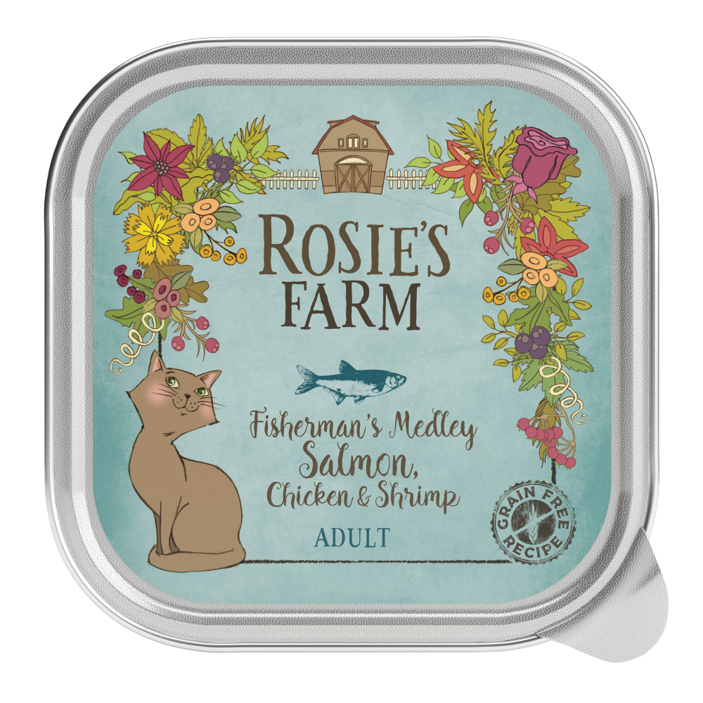 Sparpaket Rosie's Farm Adult 32 x 100 g - Lachs & Huhn mit Garnelen von Rosie's Farm