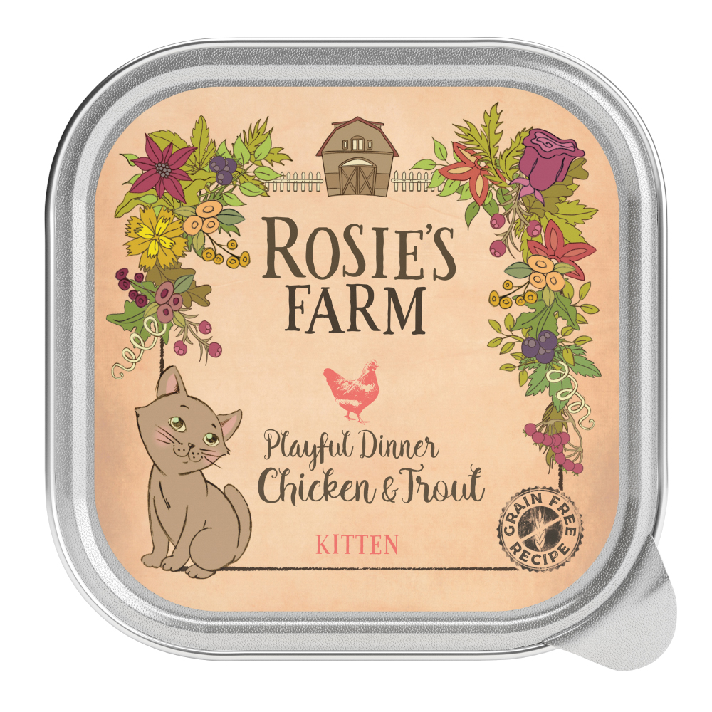 Sparpaket Rosie's Farm Kitten 32 x 100 g - Kitten: Huhn & Forelle Sparpaket Rosie's Farm Kitten 32 x 100 g - Kitten: Huhn & Forelle von Rosie's Farm