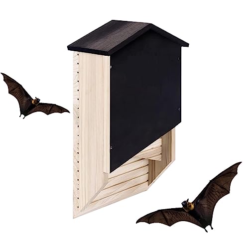Außerhalb der Fledermausbox | Fledermaus-Habitatbox aus Holz für den Außenbereich - Wiederverwendbare Fledermausbox, Holzdekoration für den Winterschlaf, Fledermausnest aus Holz für den Rosixehird von Rosixehird