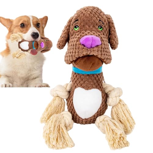 Rosixehird Plüsch-Kauspielzeug für Hunde, Stofftier-Hundespielzeug - Quietschendes Stofftier für Welpen - Langlebiges Hundespielzeug mit Cartoon-Hundeform, geeignet für Welpen, kleine und mittelgroße von Rosixehird