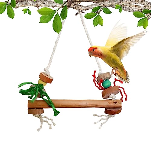 Vogelschaukelspielzeug aus Holz | Papageienstab aus Holz für Käfig - Stehendes Zubehör aus Naturholz für Wellensittiche, mittelgroße Papageien, Sittiche, Nymphensittiche und Turteltauben Rosixehird von Rosixehird
