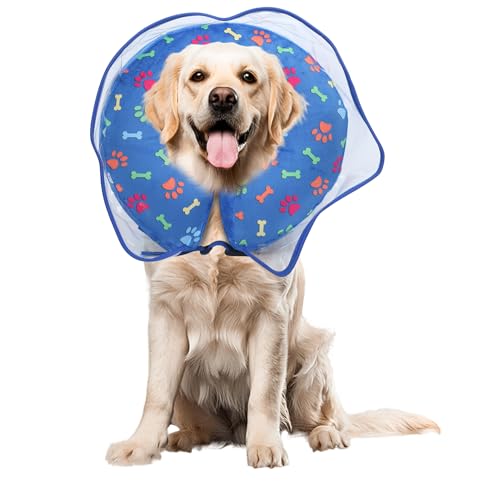 Aufblasbares Hundekegelhalsband, verstellbare Größe, weiches PVC, 2-in-1-Hunde-Donut-Halsband nach Operationen, mit abnehmbarem, aufblasbarem Halsband für kleine, mittelgroße und große Hunde und Aufblasbares Hundekegelhalsband, verstellbare Größe, weiches PVC, 2-in-1-Hunde-Donut-Halsband nach Operationen, mit abnehmbarem, aufblasbarem Halsband für kleine, mittelgroße und große Hunde und von Rosvola