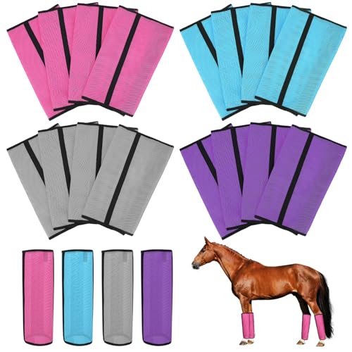 Fliegenstiefel für Pferde, 4 Stück, atmungsaktive bequeme Pferde-Leggings, rutschfester Schutz Beinwickel, Fliegen-Leggings, Reiterbedarf (Blau) von Rosvola