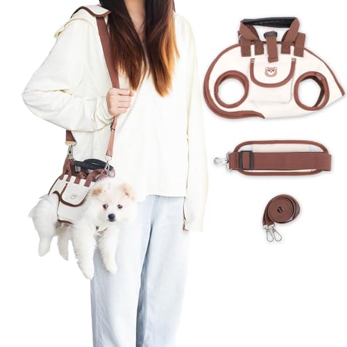 Hundegeschirr, atmungsaktive Hundetragetasche, tragbare Haustier-Tragetasche, mit verstellbarer Leine für kleine Hunde, Hunderucksack-Tragetasche, Größe M Hundegeschirr, atmungsaktive Hundetragetasche, tragbare Haustier-Tragetasche, mit verstellbarer Leine für kleine Hunde, Hunderucksack-Tragetasche, Größe M von Rosvola