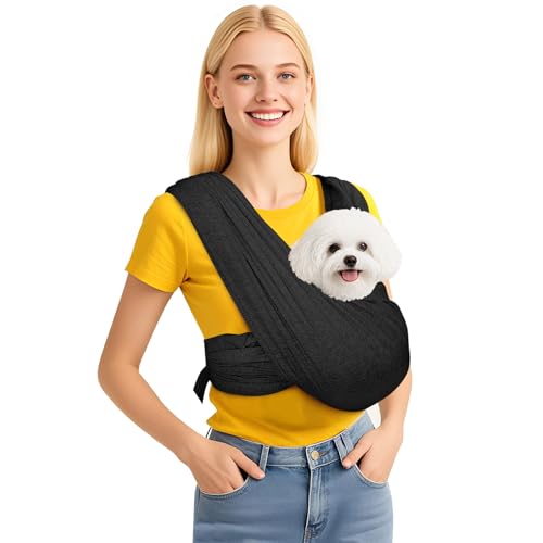 Hundetragetasche, Haustier-Tragetücher vorne, verstellbare Hundetragetaschen für kleine Hunde, tragbare Haustier-Tragetasche für Hunde, Hunderucksack-Tragetasche (schwarz) von Rosvola