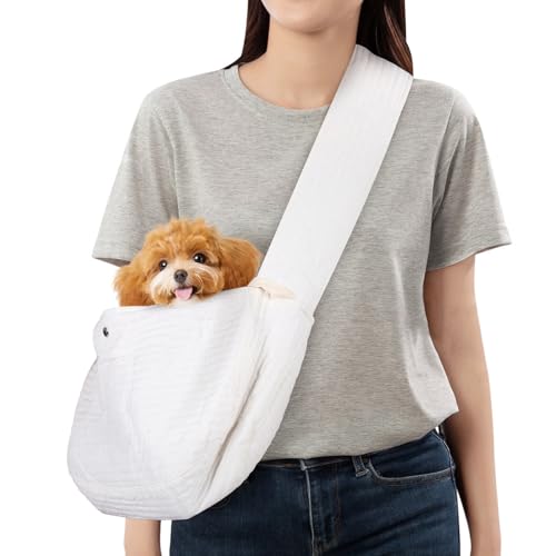 Hundetragetasche, Katzenrucksack, Baumwolle, Welpentragetasche, freihändige Hundetasche mit breitem Gurt, integrierte Sicherheitsschnallentasche für kleine und mittelgroße Haustiere (groß) von Rosvola