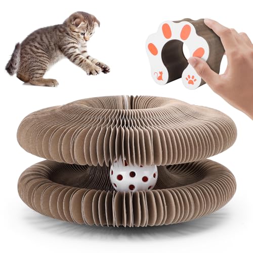 Magic Organ Cat Scratcher Board, Faltbares Katzenspielzeug mit Glocke Katzenschleifklaue, Interaktives Katzenkratzpad Spielzeug für Indoor-Katzen von Rosvola