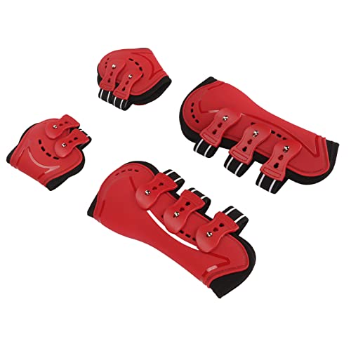 Pferde-Hinterbein-Gamaschen, Rutschfest, Verhindert Hitzestau, Neopren-Futter, Rotes Jacquard-Gummiband, Fessel-Gamaschen für Pferdezubehör (M) von Rosvola