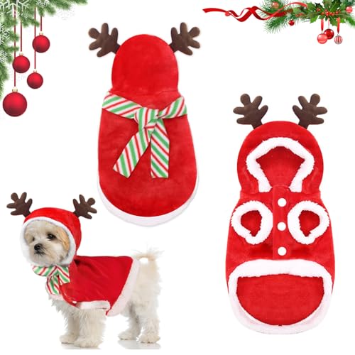 Hunde Weihnachtskostüm, RosyFate Elch Kostüm Hund, Hundekleidung Kleine Hunde Weihnachten, mit Hundeschal Weihnachten, Weihnachts Katzenkostüm, für Katzen Kleine Hunde von RosyFate
