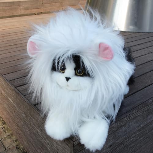 RosyLife Löwenmähne Perücke für Katzenkostüm, Haustier, verstellbar, waschbar, bequem, ausgefallenes Löwenhaar, Katzenkleidung, Kleid für Halloween, Weihnachten, Ostern, Festival, Party, Aktivität von RosyLife