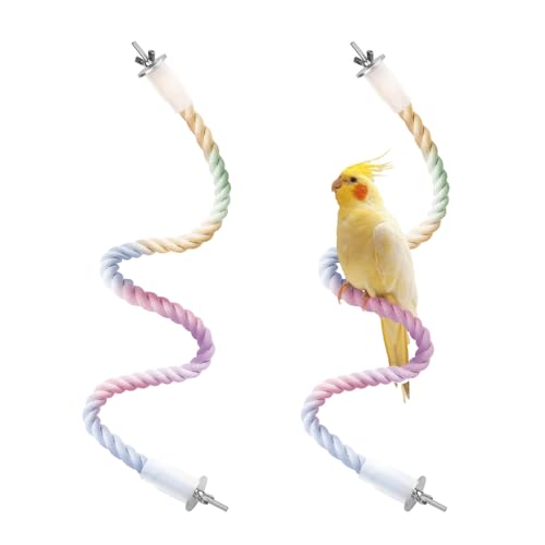 Roucerlin 2 Stück 99,8 cm Vogelseil-Sitzstange für Käfig, biegbare Papageienseilschaukel, Stehschnur, Bungee-Vogelspielzeug, Kletterzubehör für Nymphensittiche, Sittiche, Wellensittiche, Lovebird Roucerlin 2 Stück 99,8 cm Vogelseil-Sitzstange für Käfig, biegbare Papageienseilschaukel, Stehschnur, Bungee-Vogelspielzeug, Kletterzubehör für Nymphensittiche, Sittiche, Wellensittiche, Lovebird von Roucerlin