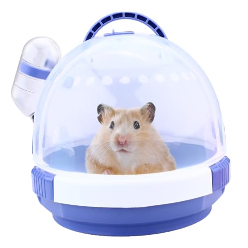 Tragbare Hamster-Tragetasche mit Wasserflasche und Griff, atmungsaktiver Meerschweinchen-Reisekäfig, Tragetasche für Rennmäuse, Mäuse, Igel, Outgoing Transport (17,8 x 15,7 cm) (Violett) von Roucerlin