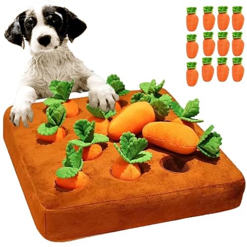 Rouecolli Karottenanreicherung Hunde-Puzzle-Spielzeug, Schnüffelmatte, interaktives Hundespielzeug für kleine, mittelgroße und große Hunde, 33 x 33 cm von Rouecolli
