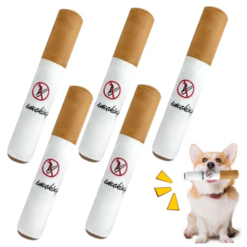 Rouloudun Zigarettenhundspielzeug 5pcs 12x2x2in realistisch lustige, quietschende Zigarrenhundspielzeug Plüsch gefüllt für Kauen, Zehen, Training Zigarette von Rouloudun