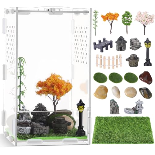 RoundFunny Springende Spinnengehege und Lebensraum-Miniatur-Figuren-Set, transparentes Acrylgehäuse, Mini-Springspinne, Zubehör für Lebensraum-Dekorationen, Gartenfiguren, 23-teilig RoundFunny Springende Spinnengehege und Lebensraum-Miniatur-Figuren-Set, transparentes Acrylgehäuse, Mini-Springspinne, Zubehör für Lebensraum-Dekorationen, Gartenfiguren, 23-teilig von RoundFunny