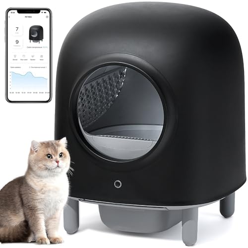 Petree Selbstreinigende Katzentoilette mit WLAN-fähig, App-Überwachung, Außergewöhnliche Sicherheit - Erhöhen Sie die Hygiene Ihrer Katze, Automatische Katzentoilette mit 1 Jahr Garantie von RoundT2