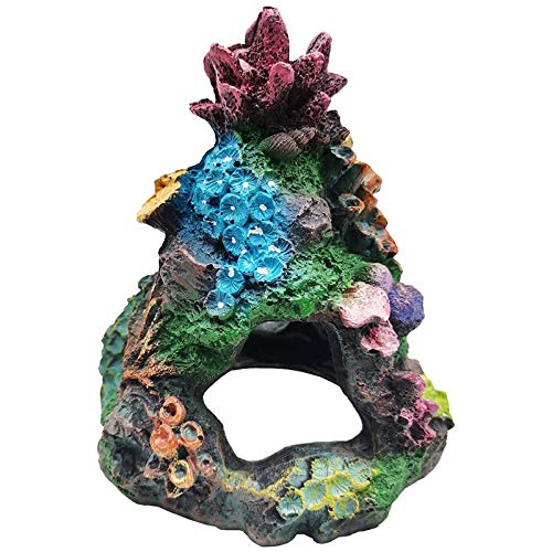 Rous Korallen Aquarium Dekoration Aquarium Harz Rock Mountain Cave Ornamente Fish House für Sleep Rest von ROUS Hardware