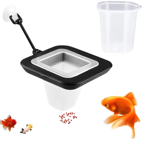 Aquarium Fütterungsring, Quadratischer Schwimmender Futterring, Fischfutterring, Schwimmendes Fisch Futter Ring, Fisch Fütterung Ring Mit Saugnapf, für Goldfische, Buntbarsche, Guppys(Schwarz) von DUOHERESHUI