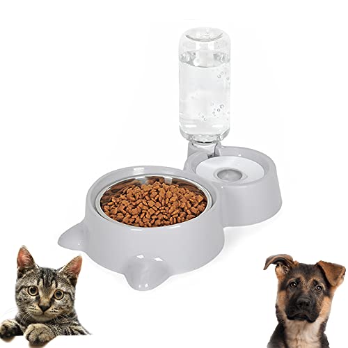 Futternapf, Futternapf Hunde Katzen, Haustier Fressnapf, Automatischer Futternapf Und Wasserspender, Mit 500ml Trinkflasche, Für Hundelfür Kleine Und Mittelgroße Hunde Und Katzen, Grau Futternapf, Futternapf Hunde Katzen, Haustier Fressnapf, Automatischer Futternapf Und Wasserspender, Mit 500ml Trinkflasche, Für Hundelfür Kleine Und Mittelgroße Hunde Und Katzen, Grau von Rousey