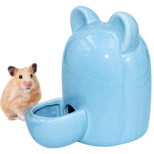 Automatischer Wasserspender Hamsterkeramik, Hamster Trinkflasche, Hamster Wasserflasche Keramik, Hamster Stumm Wasserflasche, für Igel, Hase, Totoro, Katze, 250ml (Blau) von DUOHERESHUI